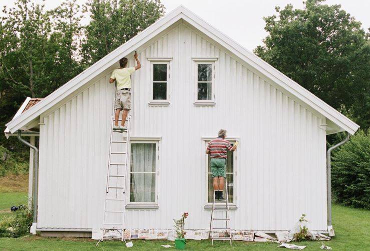 Two men doing external painting